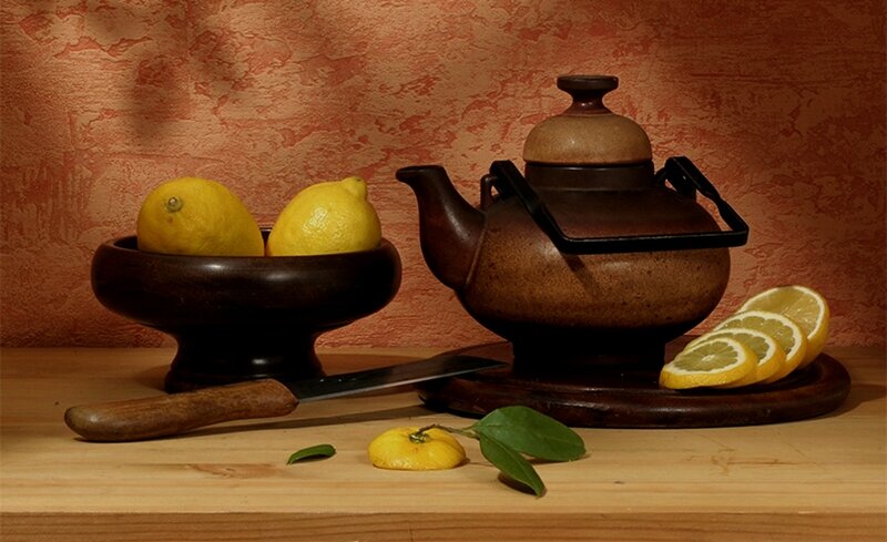 Lemons and Teapot — Brown