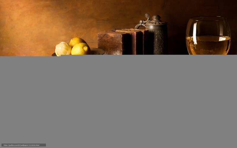 lemons, books, and wine glass