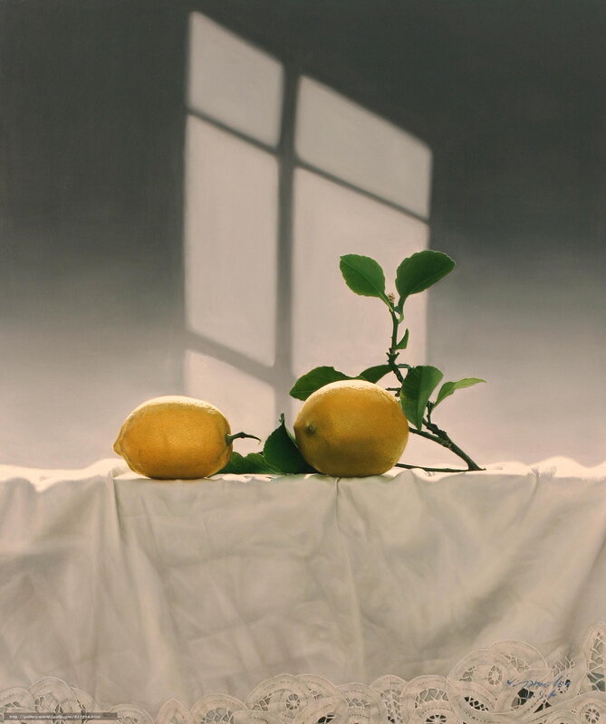 Lemons on a white cloth