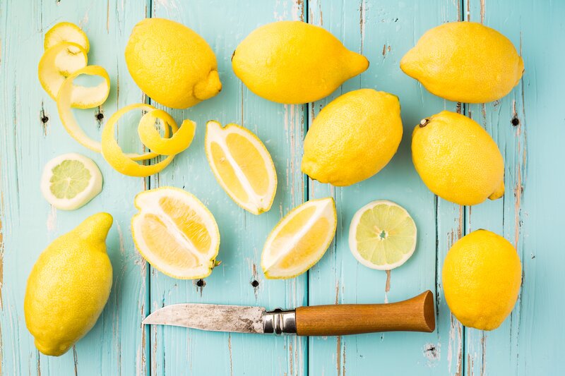 Lemons on Wooden Surface