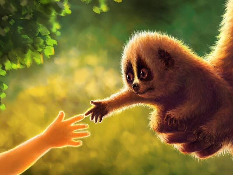 Lemur Reaching Hand — Green
