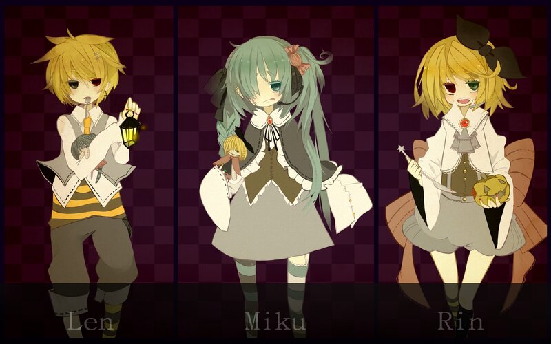 Len, Miku, and Rin characters