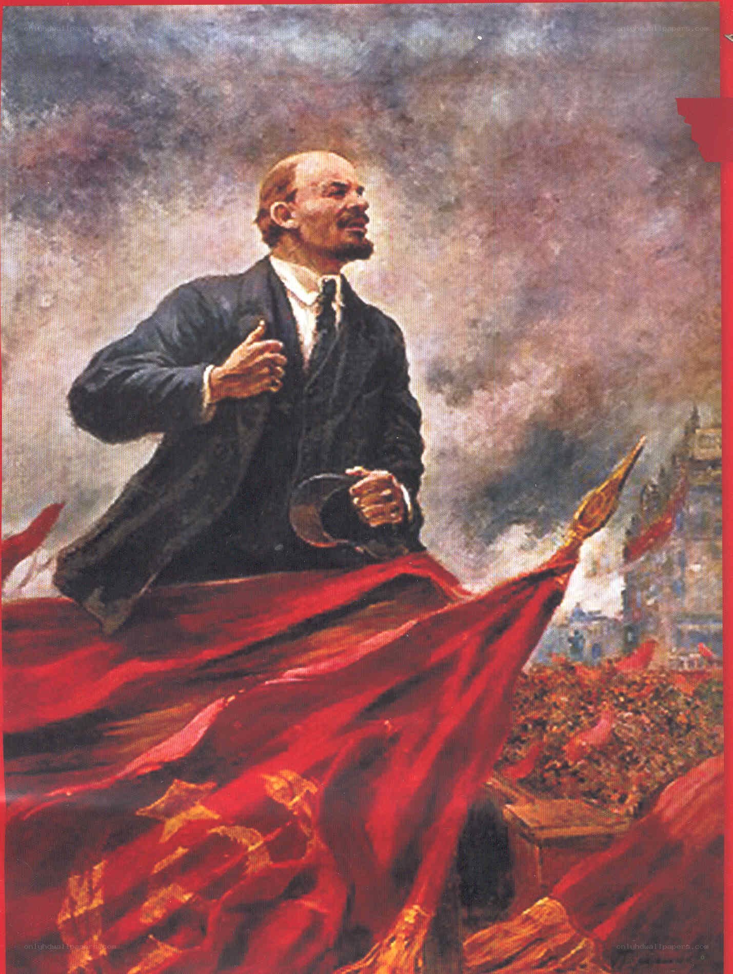 Lenin leading a revolution