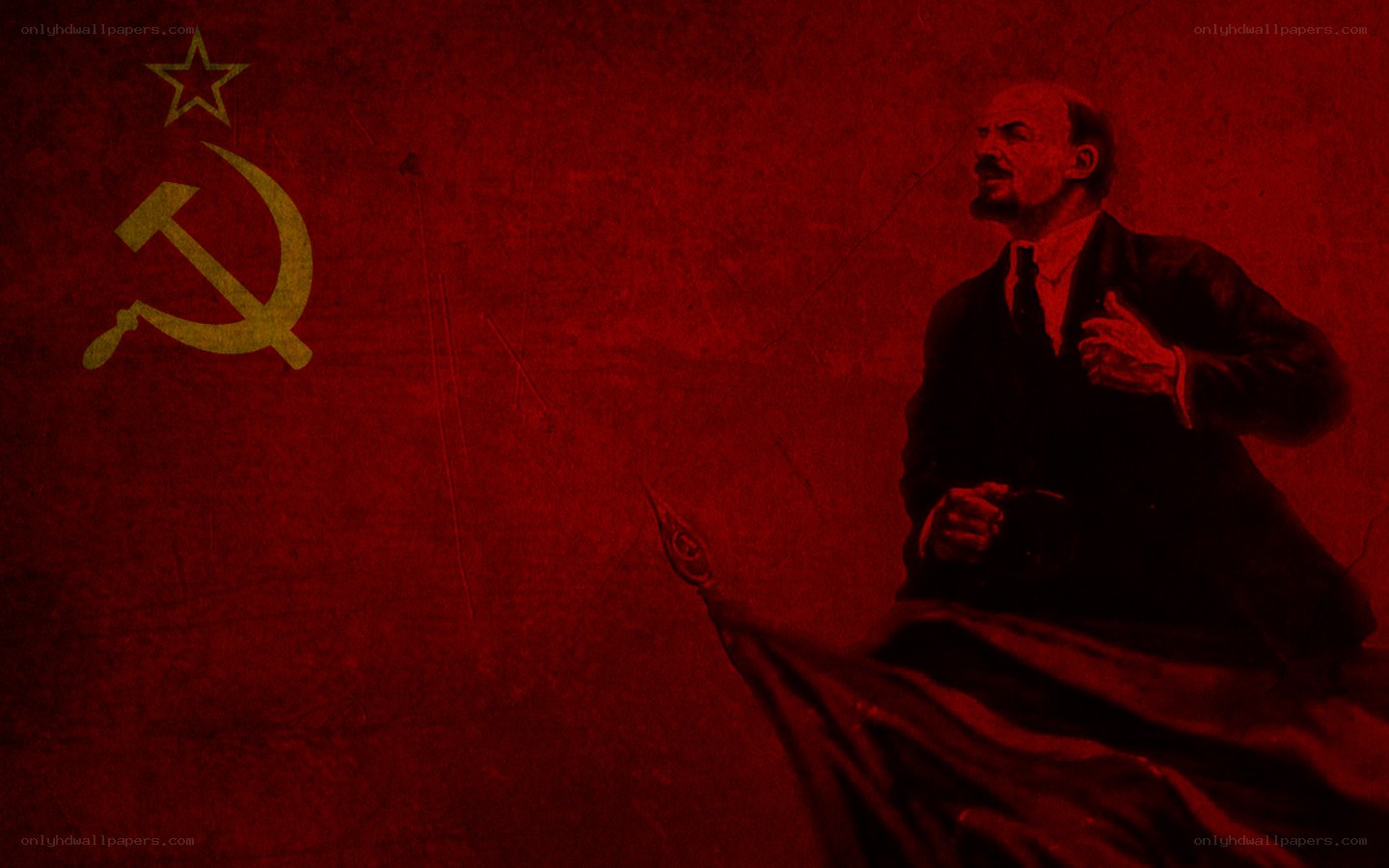 Lenin with Soviet flag