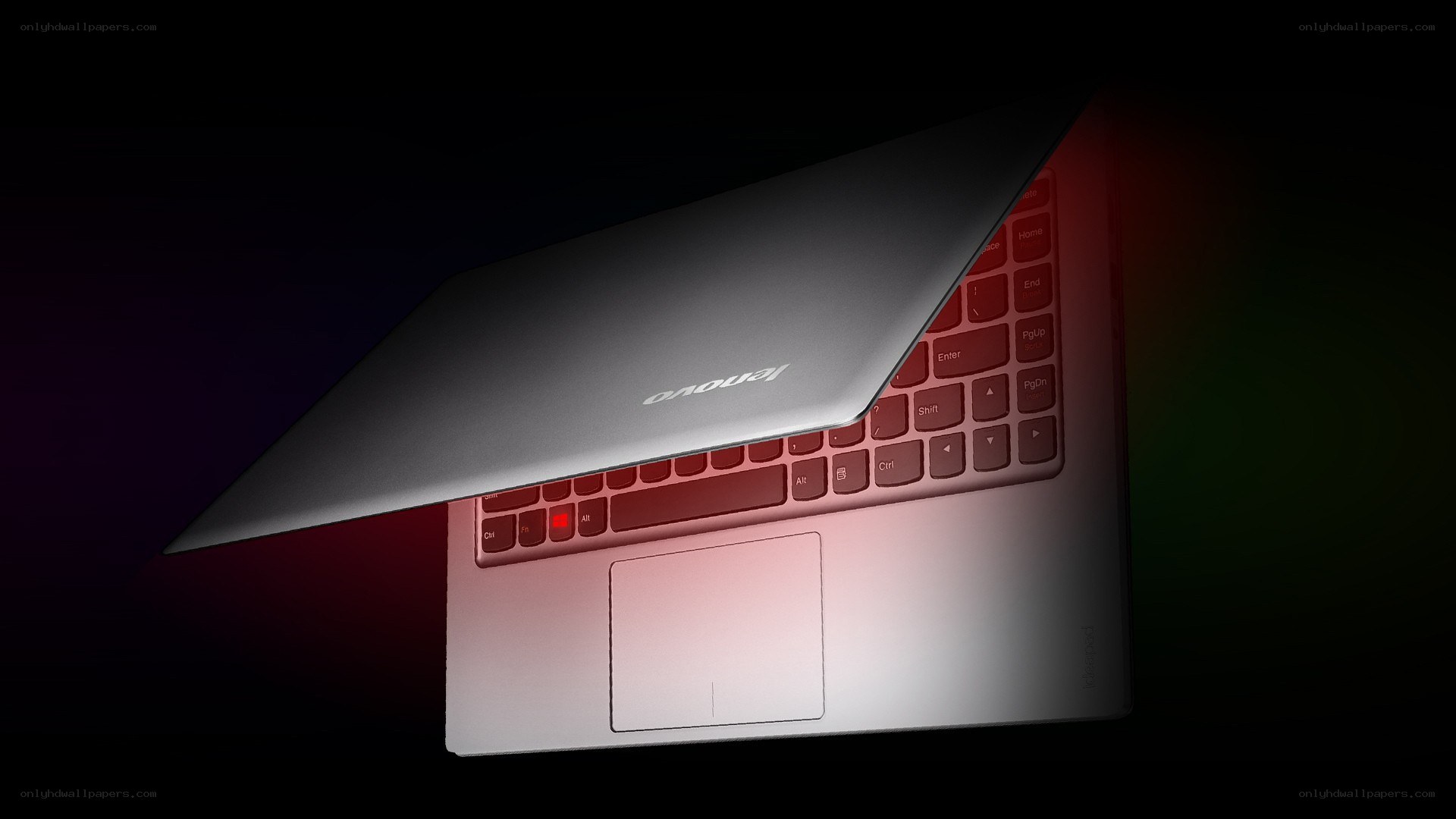 Lenovo laptop with red backlight