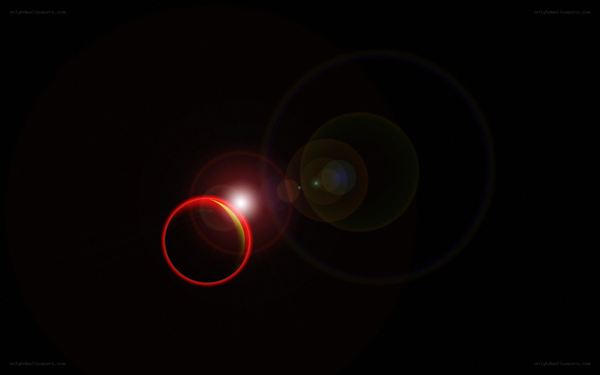 lens flare on black background