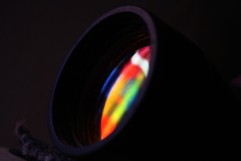 lens with colorful reflection