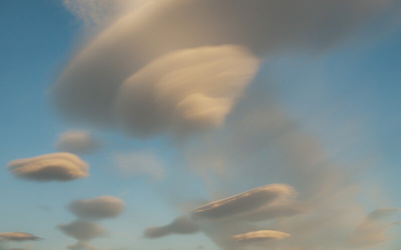 Lenticular Clouds in Sky — Blue, Serene