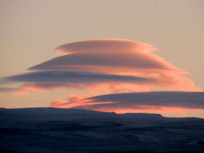Lenticular Clouds over Mountains — Pink