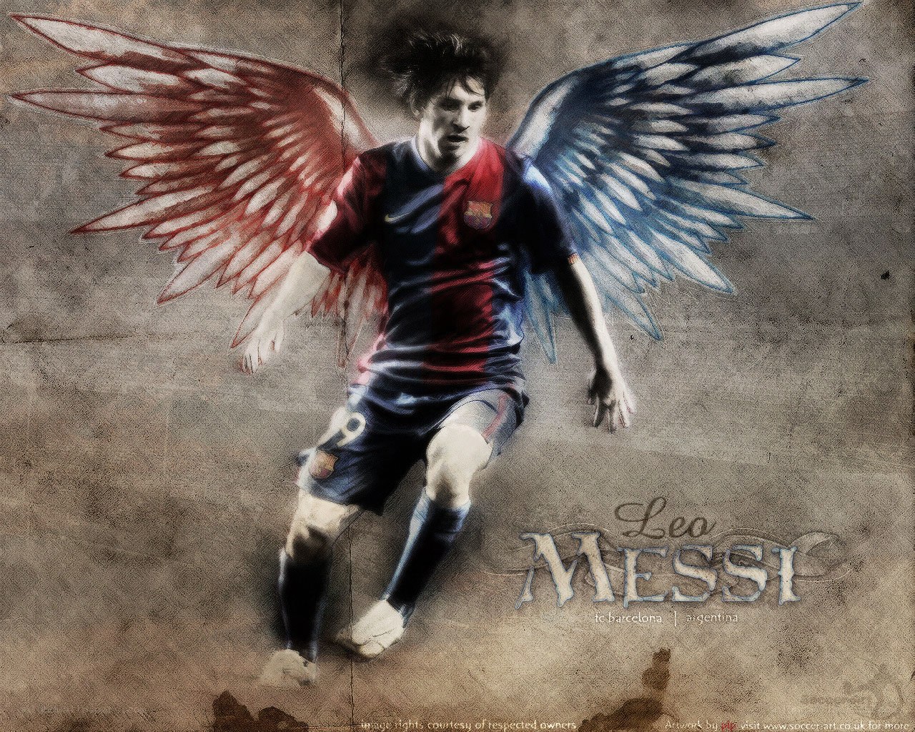 Leo Messi with angel wings