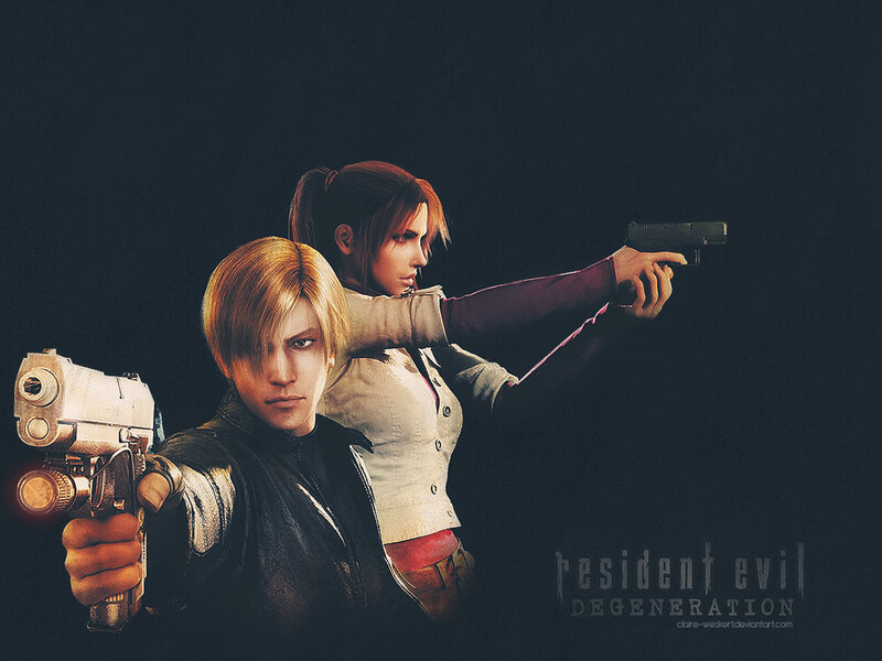 Leon and Claire Aiming Guns