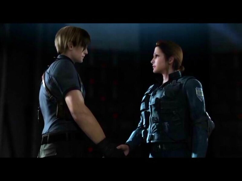 Leon and Claire in a tense moment