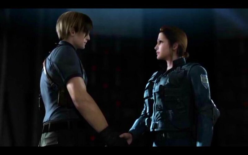Leon and Claire in a tense moment