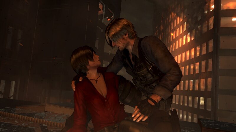 Leon and Claire in a tense moment