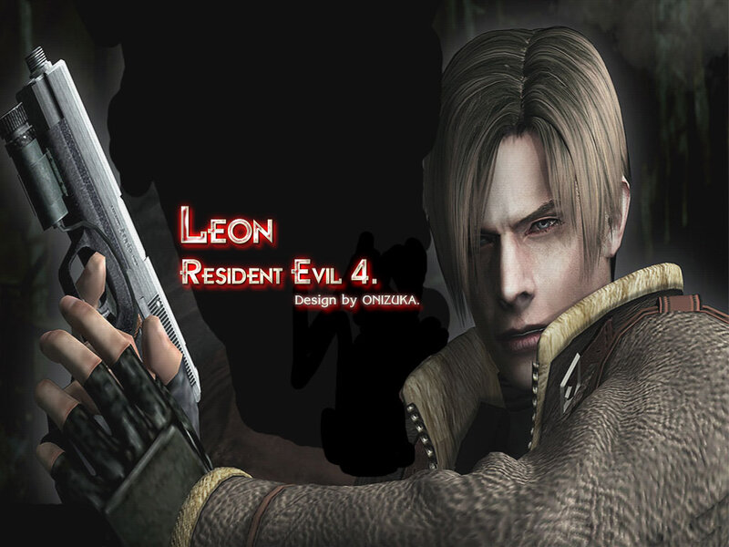 Leon Kennedy Holding Gun — Black, Serious