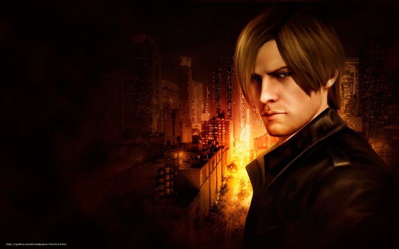 Leon Kennedy in a city at night
