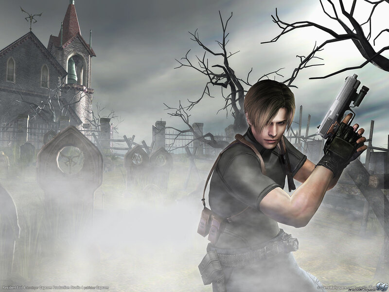 Leon Kennedy in a foggy graveyard