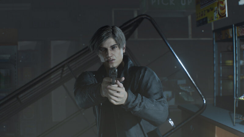 Leon S. Kennedy Aiming Gun — Gray, Tense