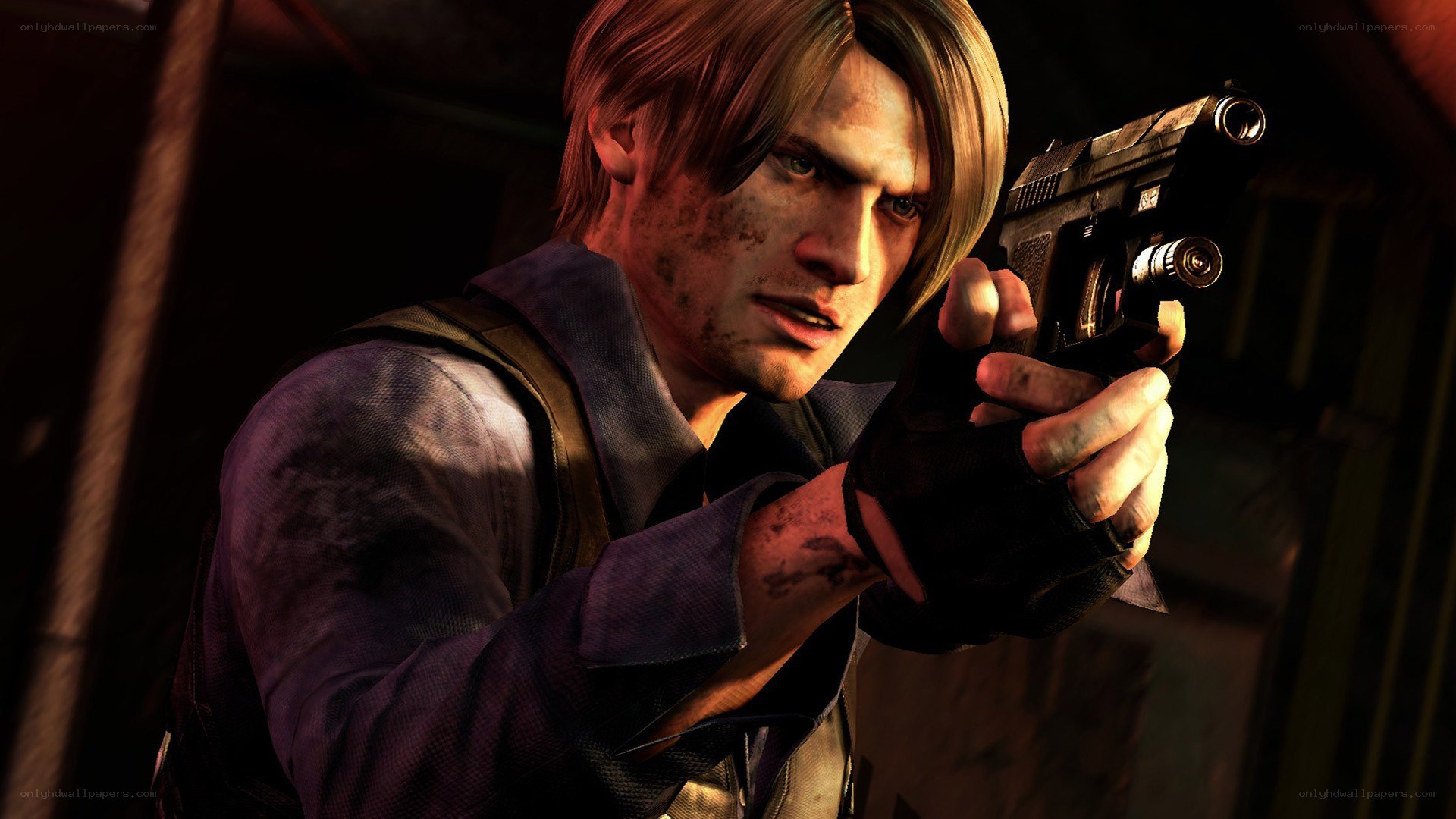 Leon S. Kennedy holding a gun