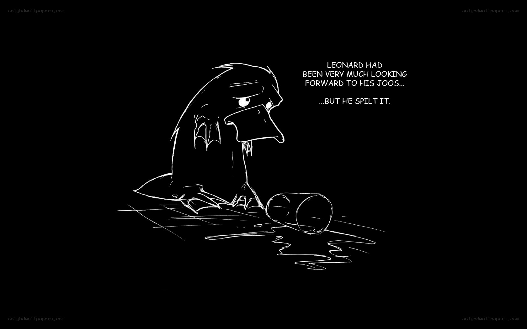 Leonard spills his drink
