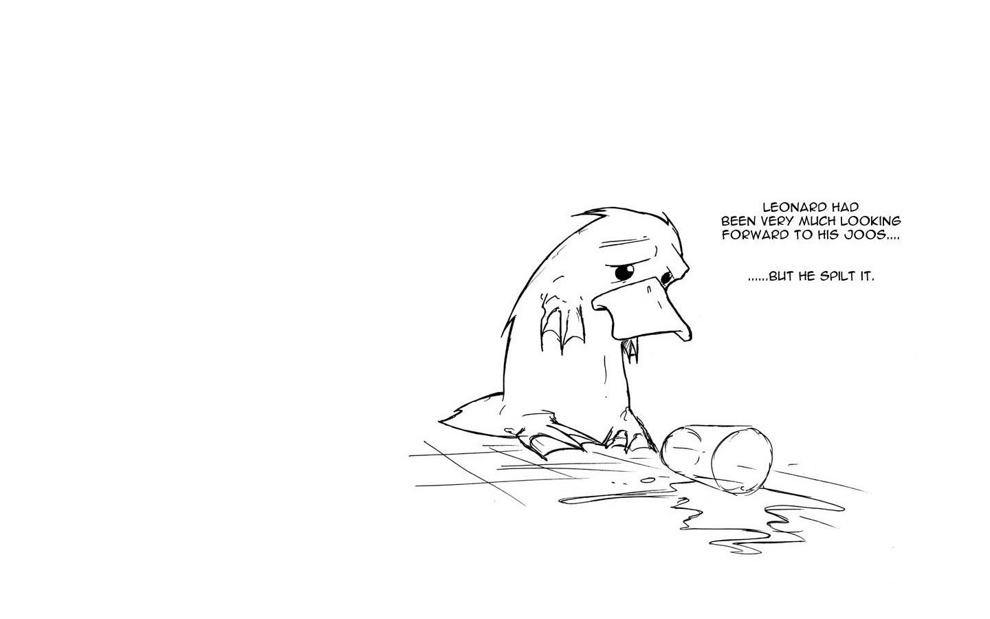 Leonard spills his drink
