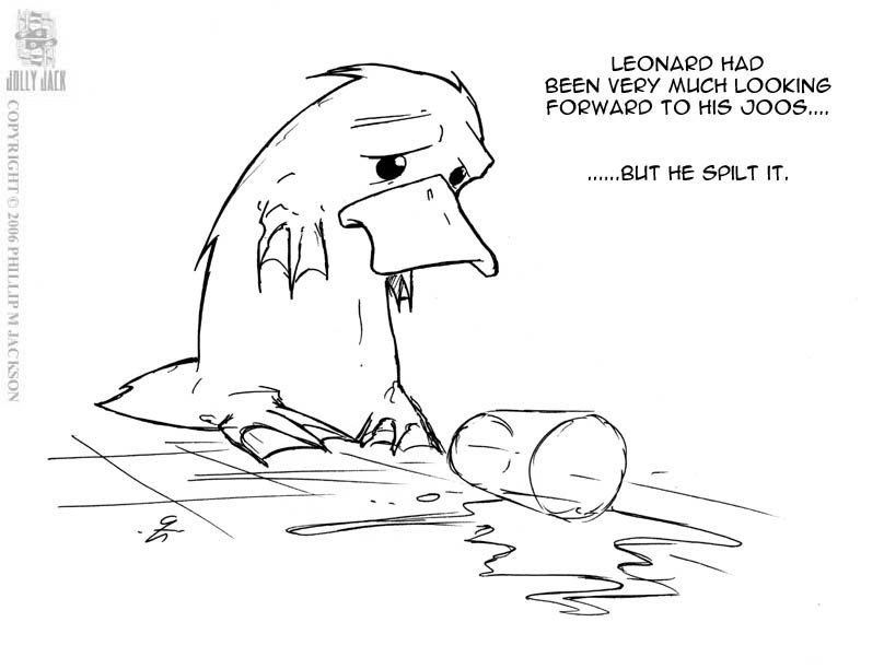 Leonard spills his drink