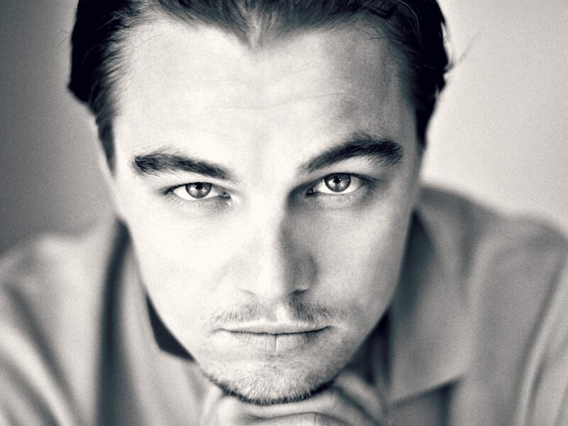 Leonardo Dicaprio Portrait — Black, Serious, Photograph, Man