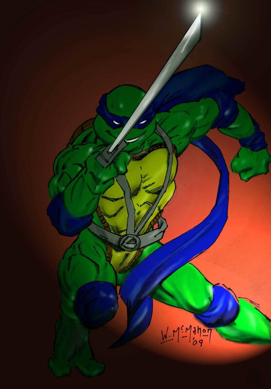 Leonardo with katanas