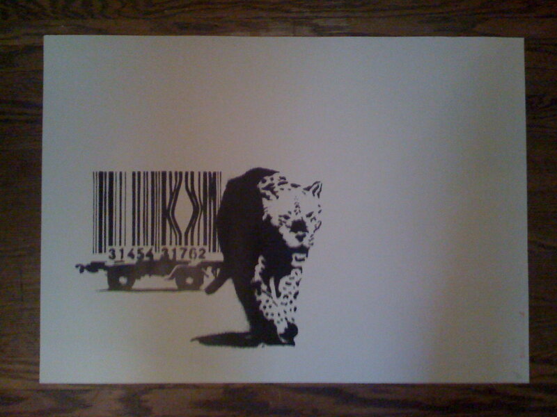 leopard and barcode art