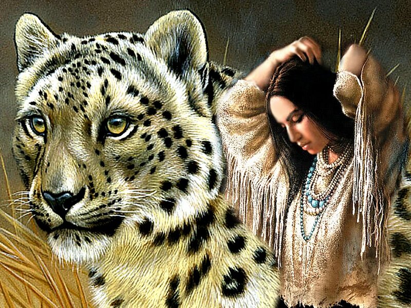 Leopard and Woman