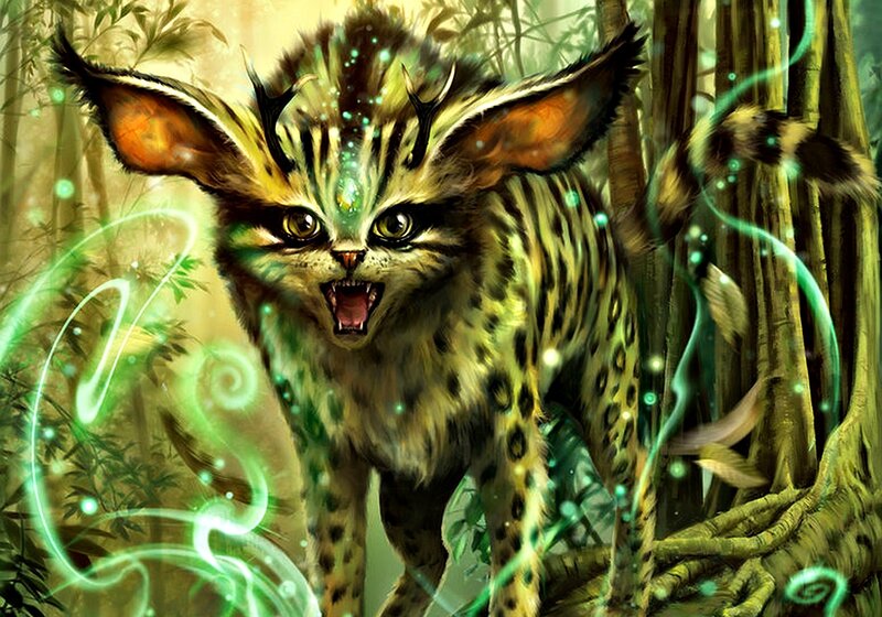 Leopard Cat with Antlers