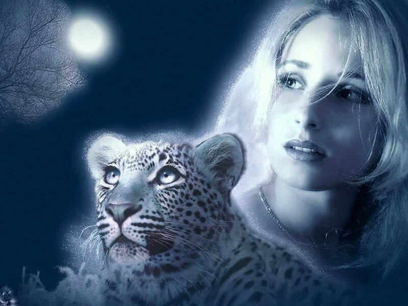 Leopard Cub and Woman