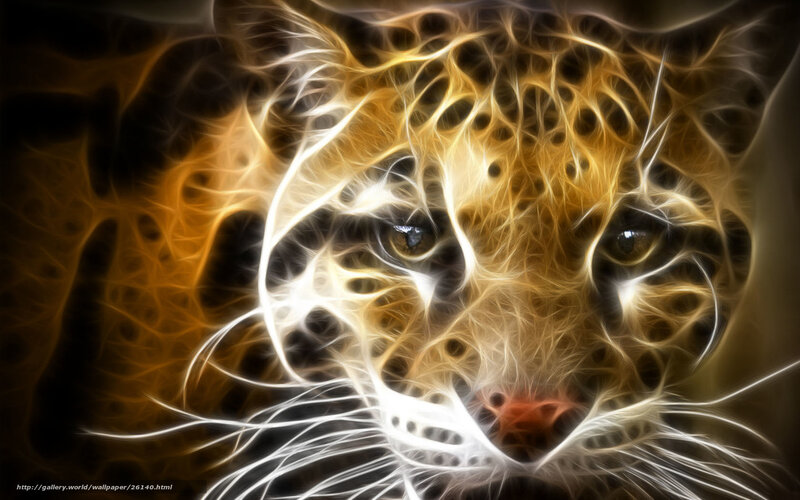 Leopard Face — Yellow, Dramatic, Digital Art