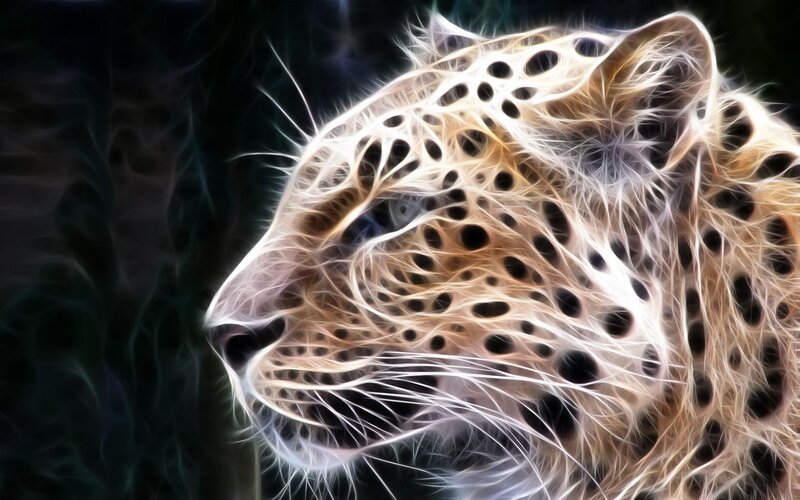 Leopard Head Profile — White, Dramatic, Digital Art