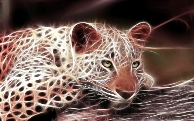 Leopard in Digital Art — White, Dramatic, Digital Art