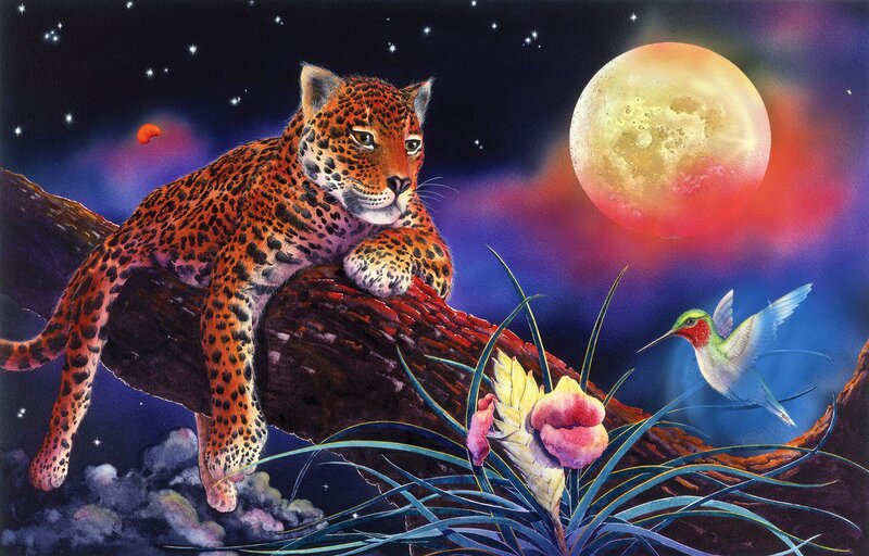 Leopard on a Branch — Blue