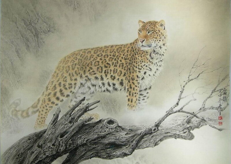Leopard on a Branch — Brown