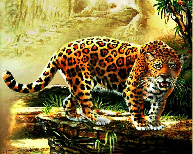 Leopard on a Rock — Yellow, Dramatic