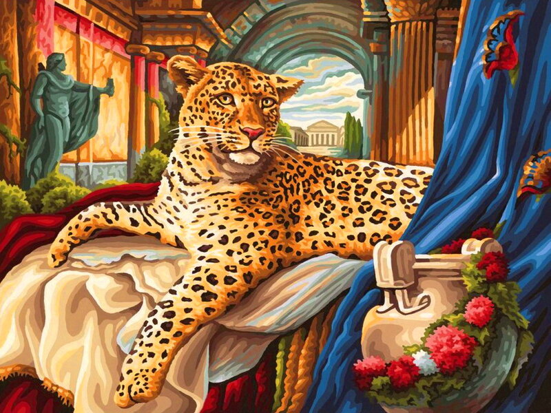 Leopard on Draped Fabric