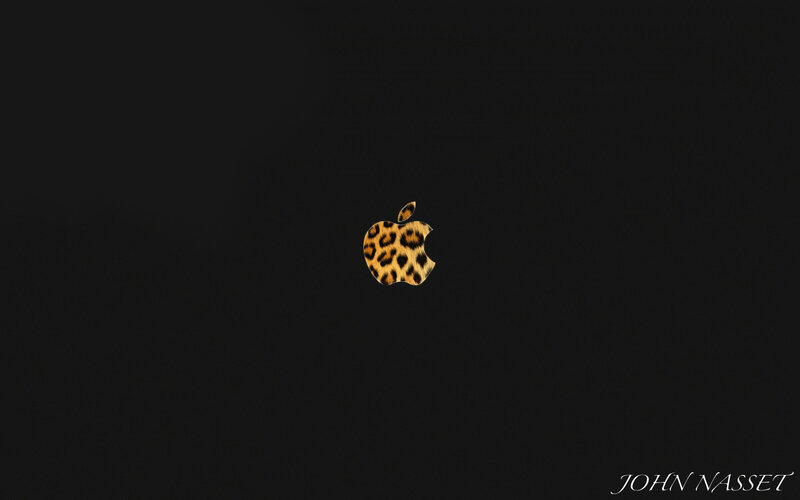 Leopard-print Apple Logo — Black