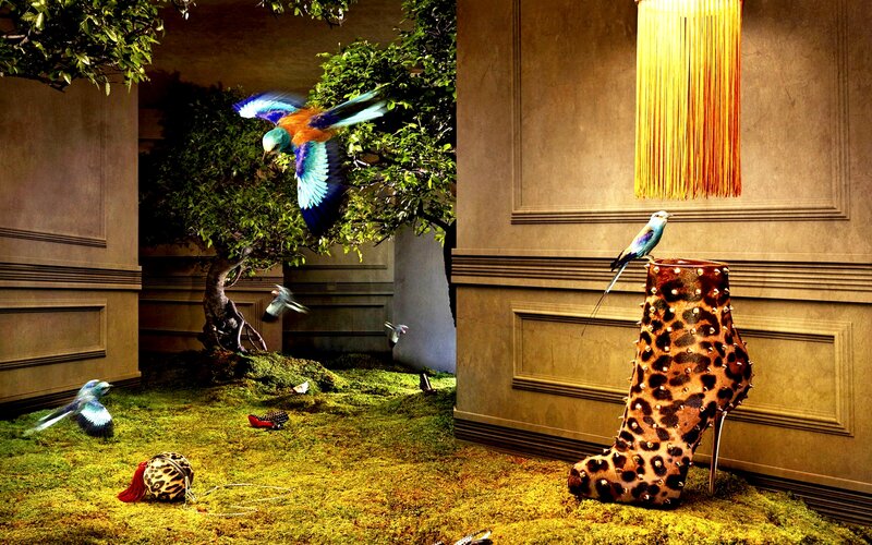 Leopard-print Boot with Birds