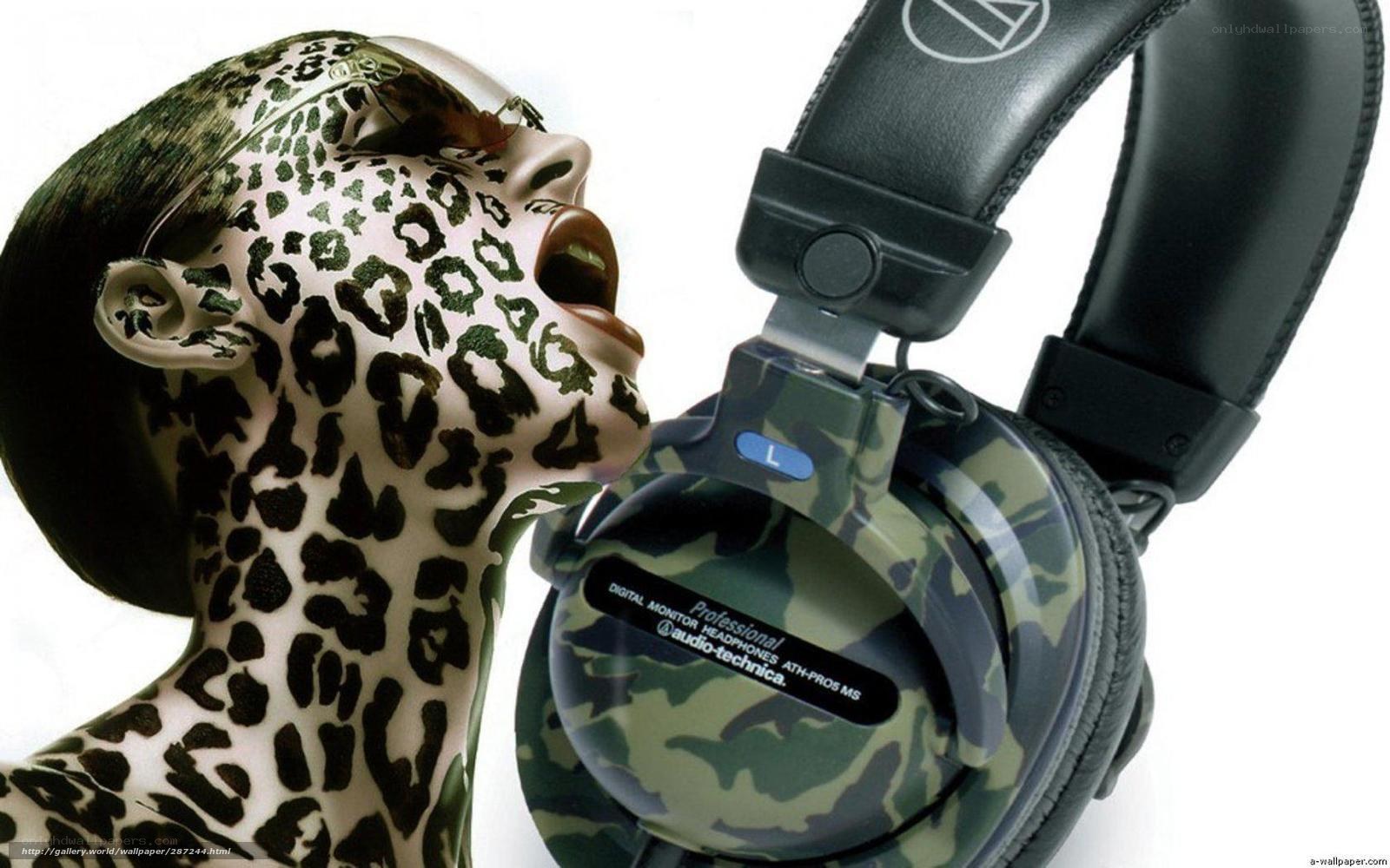 leopard-print mannequin with headphones