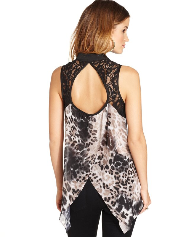 leopard print top with lace back