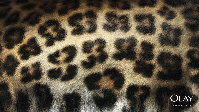 leopard print with Olay logo