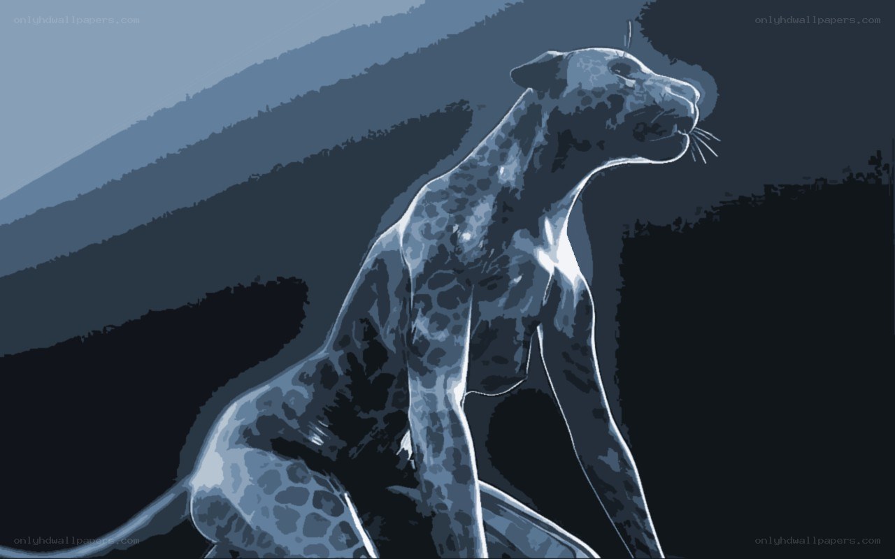 leopard sculpture in blue tones