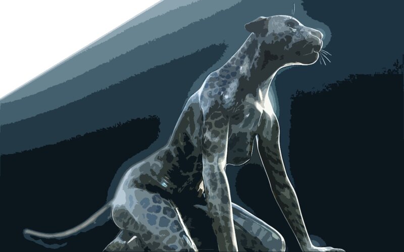 leopard statue in shadow