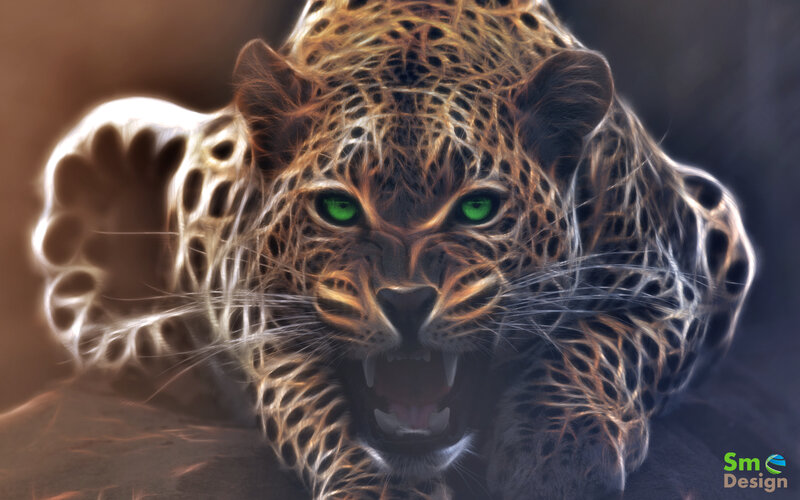 Leopard with Glowing Eyes — Brown