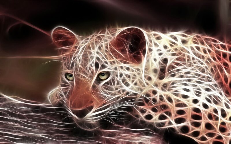 Leopard with Glowing Lines — White, Dramatic