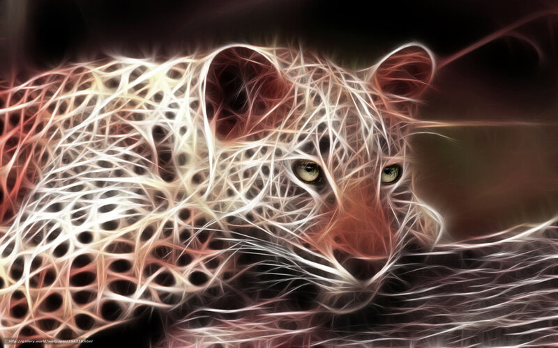 Leopard with Glowing Lines — White