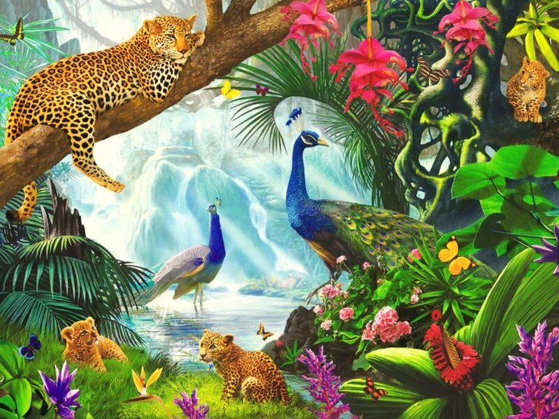 Leopards and Peacocks — Green
